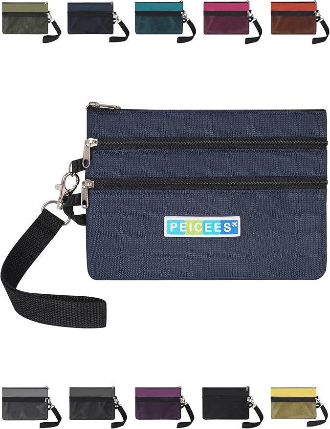 Peicees World Travel Essentials Currency and Passport Organizers Cash Cards Tickets Holder RFID Blocking Wallet, Dark Blue