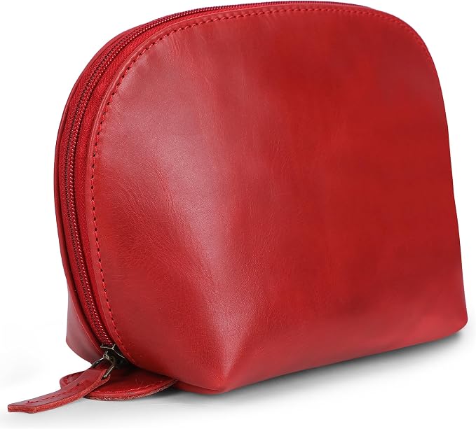 Genuine Leather Toiletry Bag for Men & Women, Leather Makeup Bag, Travel Dopp Kit Organizer with YKK Zipper, Handmade Cosmetics Case for Toiletries & Makeup (9 x 6 x 4 Inch)