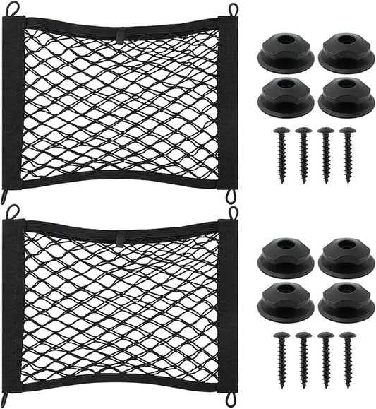 2 Pack Elastic Small Cargo Net Pocket,Small Cargo Net with Hooks,Cargo Netting Bungee,Storage Net,Boat Storage,Trunk Net Organizer for Car,Truck Netting for Cargo(18.9x13.78 inches)