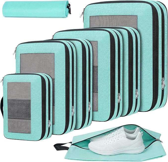Compression Packing Cubes for Travel, Lightweight Vacation Travel Essentials, Travel Accessories for Suitcase Organizer Bags Set, Durable Luggage Organizer