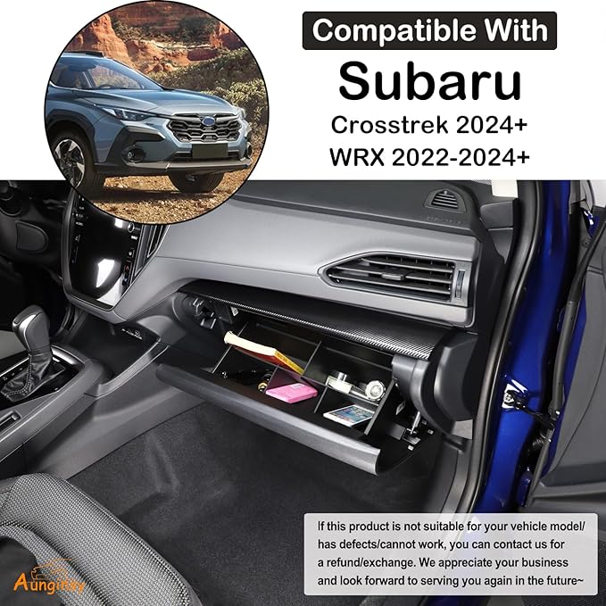 Aunginsy Car Glove Box Organizer Divider Compatible with Subaru Crosstrek 2024-2026 & Subaru WRX 2022-2026, Center Console Glove Box Divider Insert Compartment Organizer Tray Partition ABS Accessories