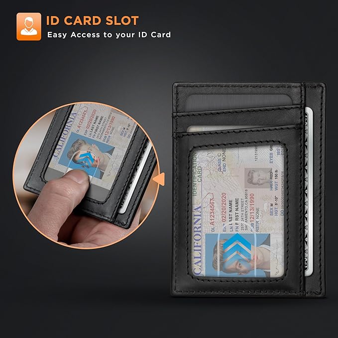 SERMAN BRANDS RFID Blocking Slim Minimalist Mens Front Pocket Wallet. Thin Card Holder. Full Grain Leather Wallets for Men