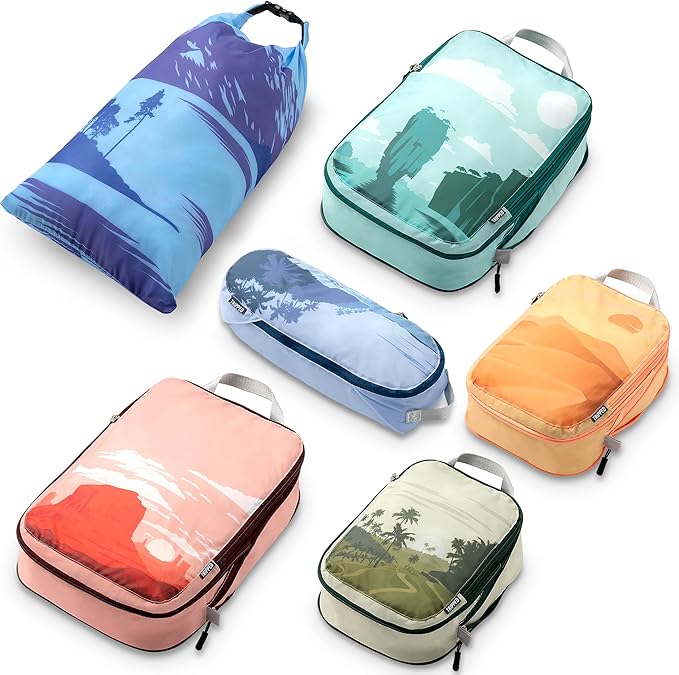 Compression Packing Cubes for Travel, 6-Piece Lightweight Packing Cubes Set for Carry-On Luggage & Backpacks – TRIPPED Travel Gear (Getaways)