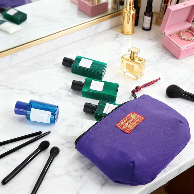 Rough Enough Small Cosmetic Bag for Travel Women Makeup Pouch Cute Compact Leak-Resistant Organization Storage Bags with YKK Zipper Purple