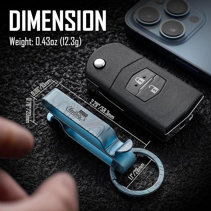 KeyUnity KM00 Titanium Belt Loop Keychain Clip Double Side Quick Release Key Holder with Detachable Key Ring