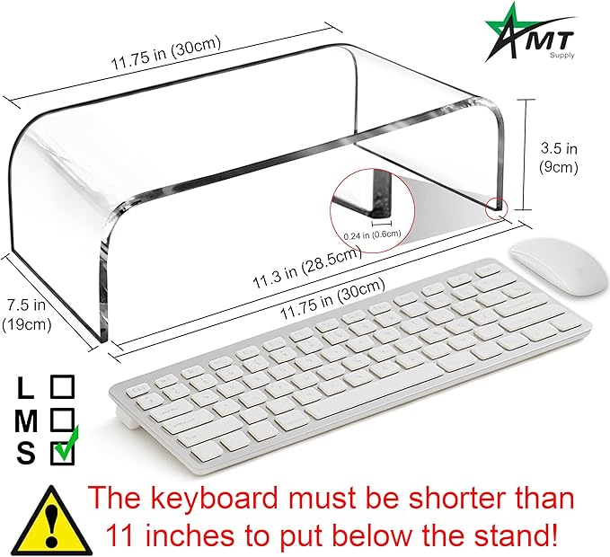 AMT Premium Acrylic Monitor Stand, Clear, Monitor Riser for Laptop/PC/Multimedia Monitor/Printer Stand for Home Office (Small - 2 Pack)
