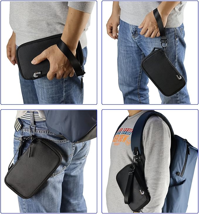 Travel Wallet Lightweight Zipped Document Organizer Bag Family Passport Holder with Detachable Wrist Strap for Women and Men
