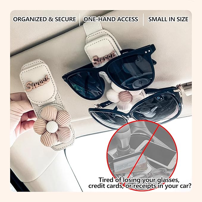 Car Sunglasses Holder Eyeglass Clip with Sun Visor Storage for Cards Magnetic Eyewear Clamp Car Decor