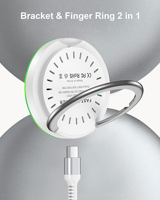 Pixelsnap MagSafe Wireless Charger Pad Stand– 15W Fast Charging Magnetic Pad for iPhone 17/16/15/14, Google Pixel 10/9a/9/9 Pro XL, Samsung Galaxy S25/S24, AirPods, Qi-Enabled Android Cordless Charger