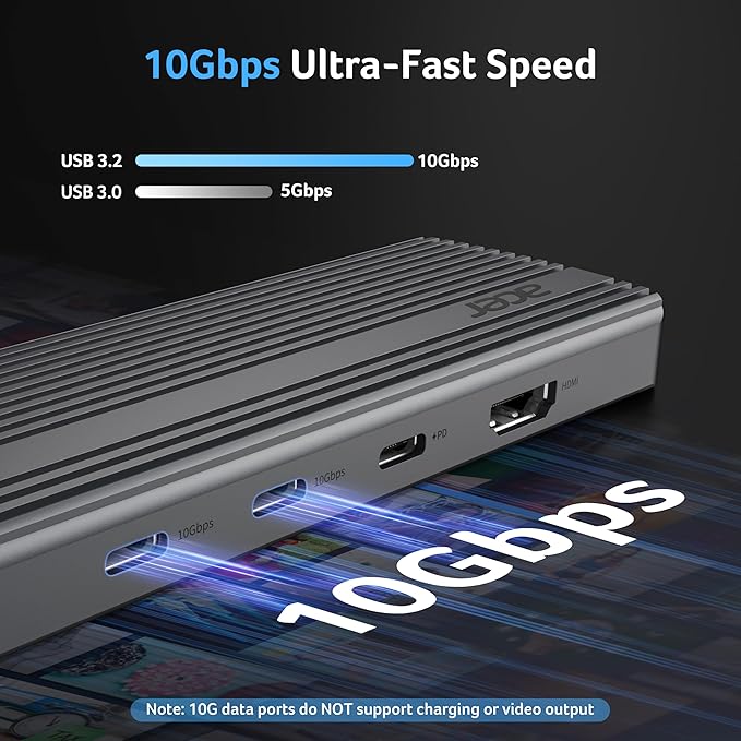 Acer 11 in 1 USB C HUB Multiport Adapter with 4K@60Hz HDMI, 2x10Gbps USB C, 2x5Gbps USB A, 100W PD Port, 1000Mbps Ethernet, 1080P VGA, SD/TF, Laptop Docking Station Dual Monitor for PC, Desktop