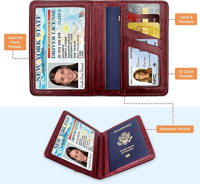 Passport Holder for Travel Essentials RFID Blocking Wallet Card Case PU Leather Passport Cover Women and Men (Coffee)