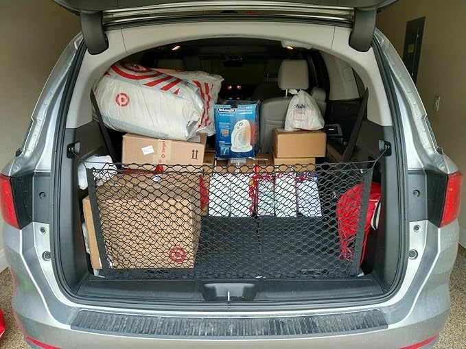 Trunk Organizer Cargo Net for Honda Odyssey 2018–2025 – Envelope Style Cargo Net for Van – Premium Mesh Elastic Car Trunk Organizer Vehicle Carrier Storage – Compatible with Odyssey