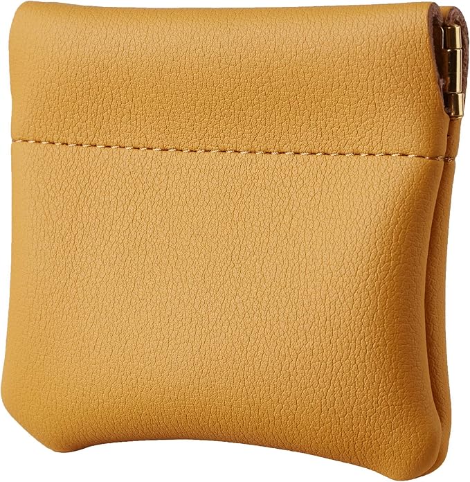 Travelambo Leather Squeeze Coin Purse Pouch Change Holder For Men & Women 2 pcs set