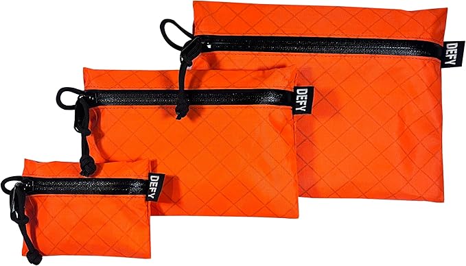 DEFY Project ECOPAK™ Travel Pouch | Lightweight Nylon Organizer For Accessories | Premium Tech Wallet | Water Resistant Travel Organizer (Medium, Orange)