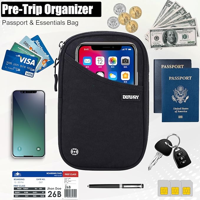 Passport Holder for Travel, Rfid Blocking Passport Wallet Travel Wallet Waterproof Case for Cards Passport Case, Travel Document Organizer Credit Cards Case Rfid Passport Holder for Travel