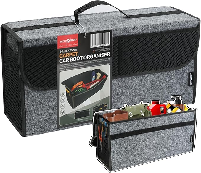 Car Trunk Organizer,Soft Felt Car Bag Organizer 20x6.11x10 inch Folding,for Honda CRV/for Civic/for Accord Ford/for Focus Fusion/for Toyota RAV4/for Jeep SUV/Truck/Sedan(Gray)