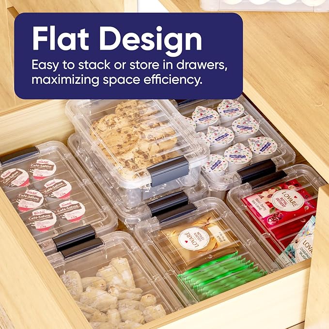 Superio Mini Storage Container Plastic Crayon Box Art Supplies and Sewing Case Stackable Clear Small Organizer for Beads, Stationery, Chalk, and Food, 0.7 Quart, 5 Pack