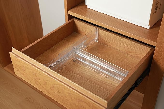 5 Pack Adjustable Drawer Dividers (12.3-18") 6" High Expandable Clear Drawer Dividers for Kitchen, Bedroom & Office Dresser Drawer Organizers for Clothes, Utensils and Baby Nursery Storage