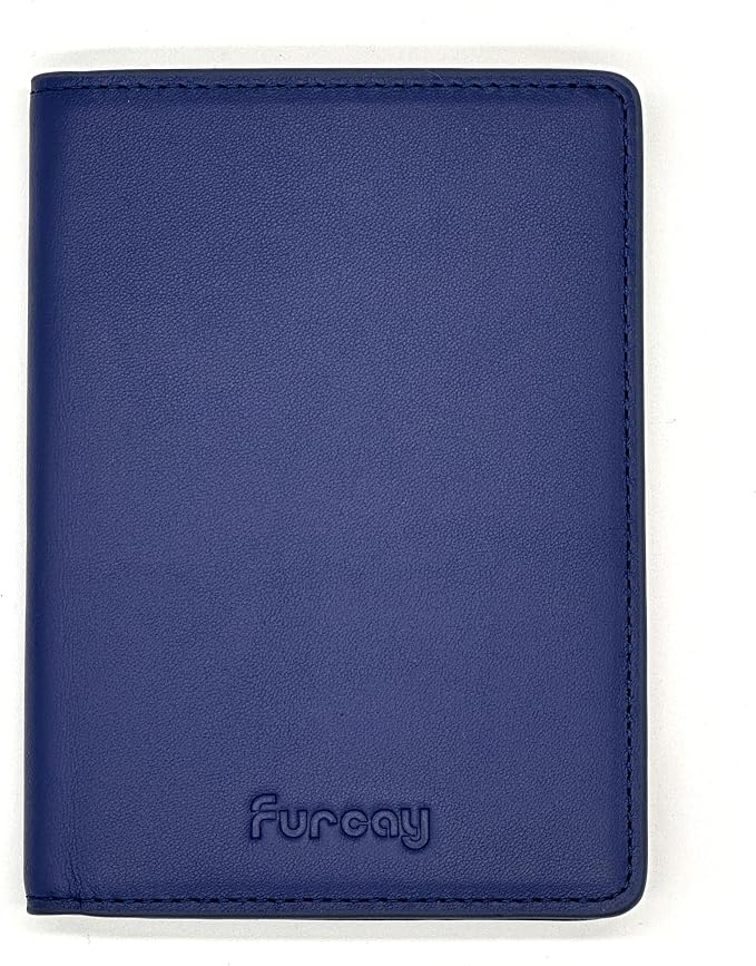 Slim Nappa Leather RFID blocking Passport Cover for Men and Women (Blue/Red)