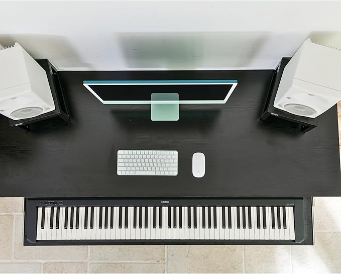 Music Studio Desk with Keyboard Tray and Height Adjustment Bracket, for Full 88 Keys (Music Producer Desk) (Black, 88 Keys)