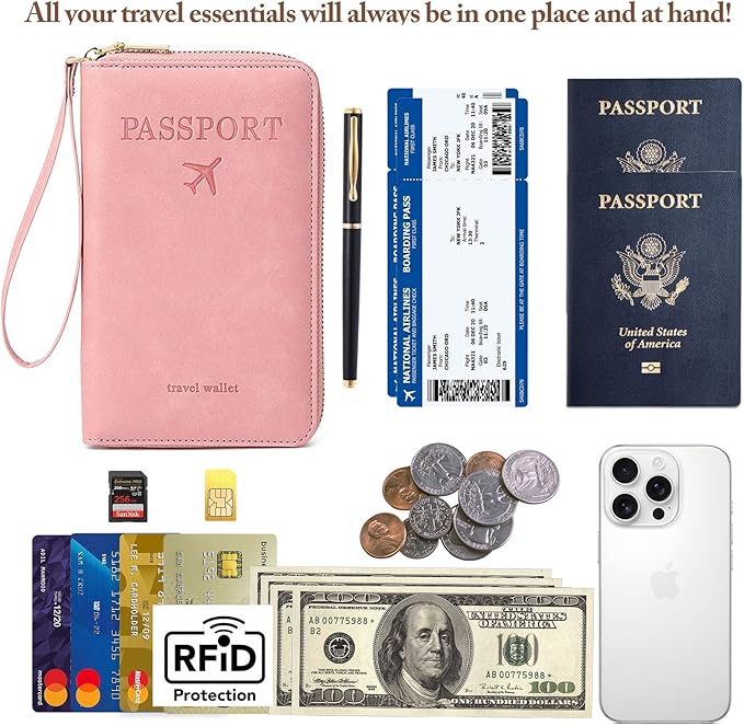 Family Passport Holder for Travel Women and Men RFID Passport Holder with Card Slots Holder Passport Case Passport cover Passport Wallet Travel Essentials and Accessories