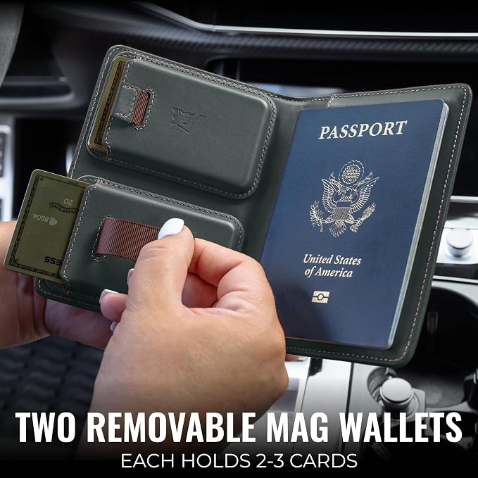 Kings Loot Passport Holder Wallet – RFID Blocking Leather Travel Wallet with Built-in Airtag Holder – Holds 1-6 Cards & Passport – Easy Pull Tab – Slim & Stylish Wallets (Blue Haven)