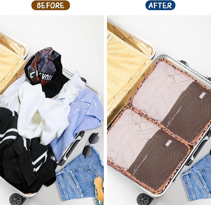 Packing Cubes Set, 2 Pcs Packing Organizers Set for Suitcases (Pink leopard)