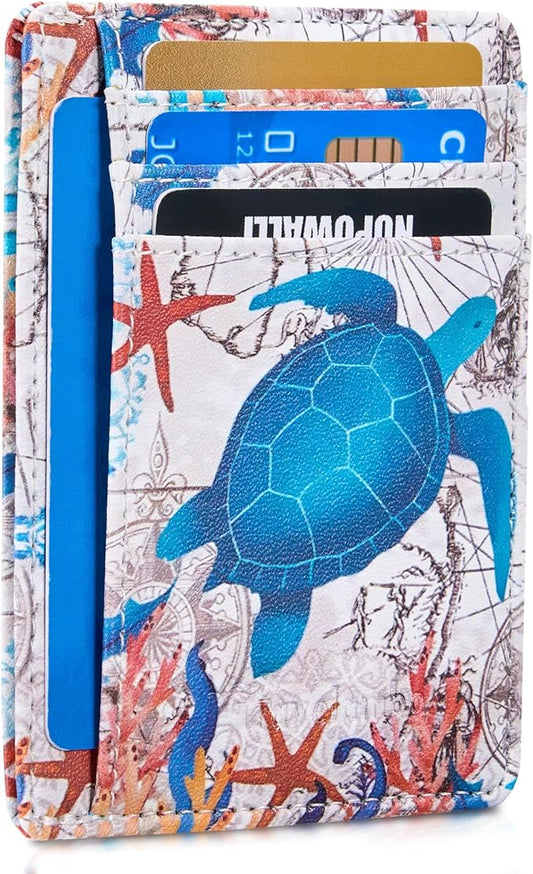 Travelambo Front Pocket Minimalist Leather Slim Wallet RFID Blocking Medium Size