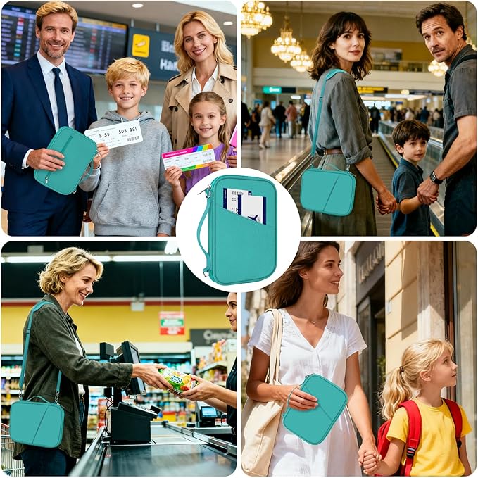 EcoVision Family Passport Holder for Travel with RFID Blocking, Traveling Essentials Organizer Pouch Bag, Light Passport Wallet for Travel Must Haves Accessories for Women Men
