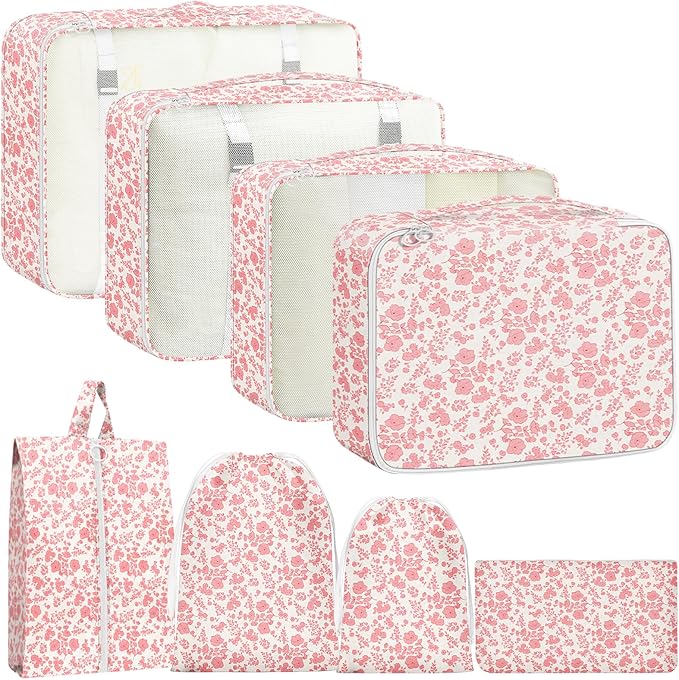 Packing Cubes for Travel - 8 Set Luggage Organizer Bags for Family, Mesh Breathable Packing Cubes for Suitcases Durable Travel Essentials Bags Set