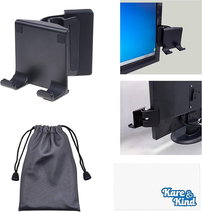 Kare Kind Smartphone Clip-On Holder - Attaches to Monitor and Laptops - Adjustable Mount for Slim or Thick Monitors (up to 25mm) - with A Universal Phone Dock/Stand