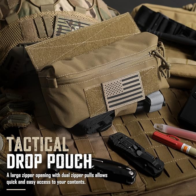 WYNEX Tactical Dump Drop Pouch, Dangler Pouch Utility Tool Pack Sub Abdominal Carrying Bag EDC Pocket Organizer Accessories for Plate Carrier Chest Rig