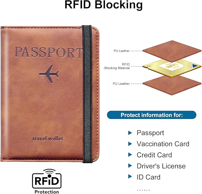 Passport Holder for Travel Women and Men RFID Passport Holder with Card Slots Holder Passport Case Passport cover Passport Wallet Travel Essentials and Accessories
