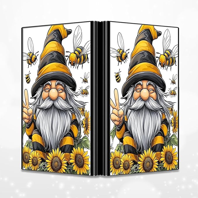 Slim Credit Card Holder, Bee Dwarf Sunflower RFID Blocking Metal Wallet for Men & Women, Aluminum Minimalist Hard Case Pocket-Sized Business Cards Organizer (Fits Up to 10 Cards)