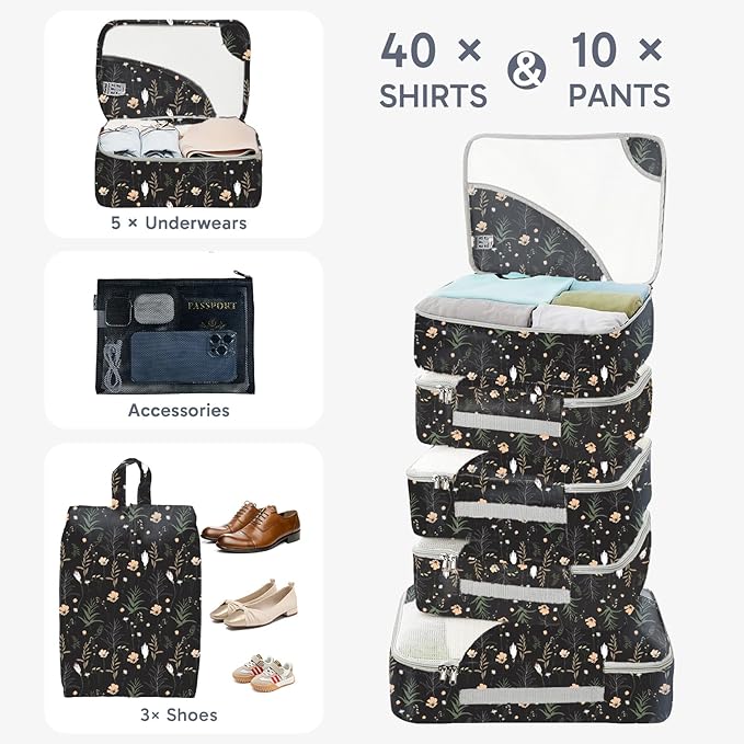 OlarHike 10 Set Packing Cubes for Travel, Gifts for Women Mom,Anti-Tearing Suitcase Organizer with Over 1000 pcs Mesh Holes,Vacation Essentials & Accessories for Cruise Ship