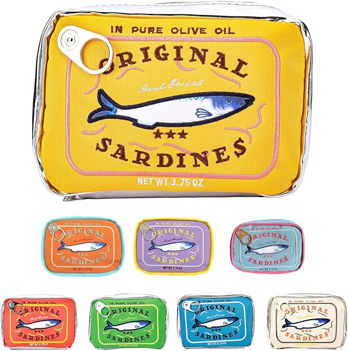 Canned Sardines Makeup Bag, Canned Sardines Style Toiletry Bag Cute Travel Bag Creative Cute Makeup Bag Aesthetic Toiletry Bag for Women