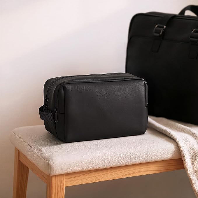 Amazon Essentials Large Travel Cosmetic Bag, Dopp Kit, Shaving Bag, Black