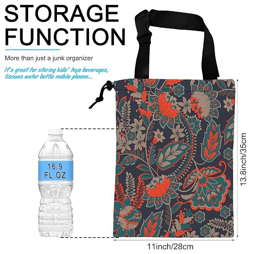 Car Trash Bag Hanging Luxury Paisley Flowers Car Trash Can Waterproof Garbage Bag Hanging for Car Back Seat