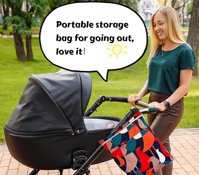 Wet Dry Bag for Cloth Diapers, 2PCS Waterproof Reusable Wet Bag with Zippered Pockets, Washable, Reusable for Travel, Beach, Pool, Stroller, Diapers, Dirty Gym Clothes, Swimsuits, 14x12In & 12x11In