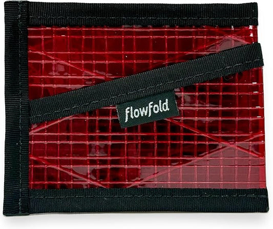 Flowfold Recycled Sailcloth Wallets - 3 Pocket Card Holder Wallet, Front Pocket Wallet, Slim Card Holder Wallet Made in USA (Red Sailcloth)