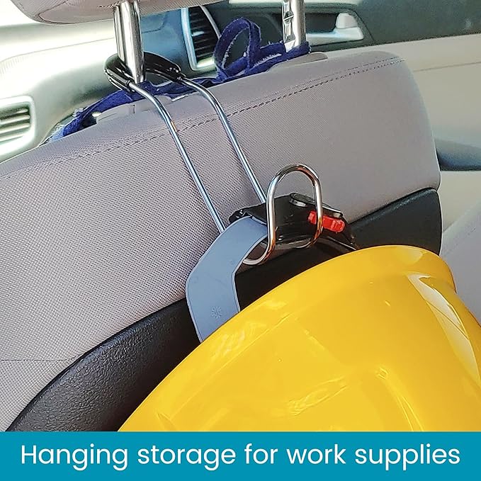 High Road Unbreakable Car Bag Hooks - Large Car Seat Hooks for Purse, Backpack, Coats, Hats and Heavy Bags up to 40 lbs - Secure Attachment Fits All Headrest Posts, 2 Pack
