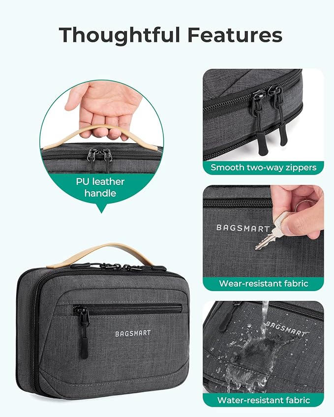 BAGSMART Electronics Organizer Travel Case, Cord Organizer Travel Cable Bag for Tech Accessories (Black)
