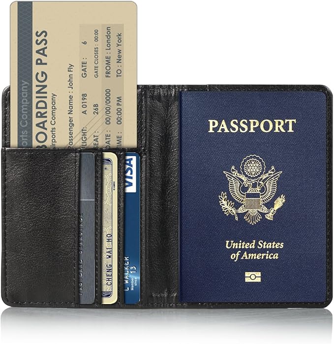 Passport Holder Cover Case PU Leather RFID Blocking Card Pockets Holder Cute Luggage Magnetic Wallet Passport Holder Case for travel Women Men, Don't Touch