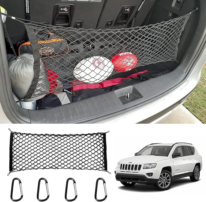 for Jeep Grand Cherokee Envelope Style Truck Bed Cargo Net - Fits 2013-2024 2025 2026 Grand Cherokee Accessories Cargo Net for Pickup Truck Bed - Heavy Duty Carabiners