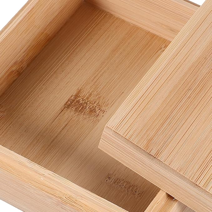Wooden Desktop Organizer Box with Lid Storage Case for Home and Office Hand-polished Square Storage Bin Sleek Modern Design for Jewelry Cosmetics Stationery and Essentials