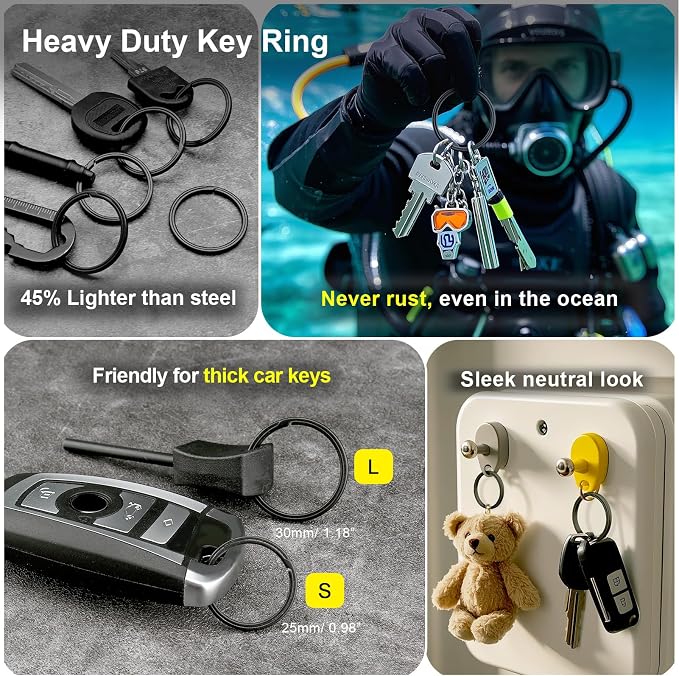 Titanium Key Rings Heavy Duty Side Push Split Key Chain Rings for Key Carabiner Quick Release Keychain
