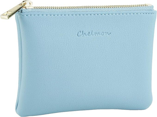 Chelmon Vegan Leather Coin Purse Pouch Change Purse With Zipper For Men Women