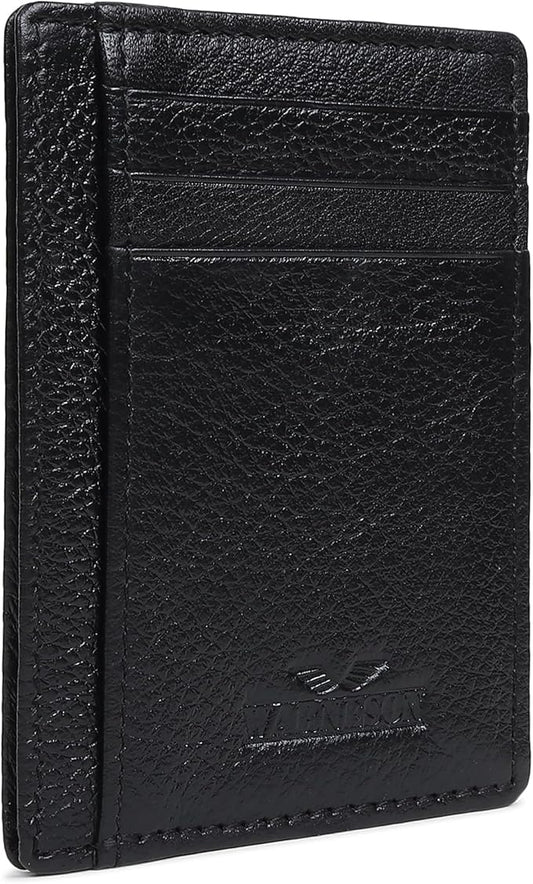 Ultra Slim Leather Wallet Just 0.12 Thick, 6 Card Slots, RFID Blocking, Soft, Durable, Minimalist Genuine Leather, Credit Card Holder for Men & Women Great Gift