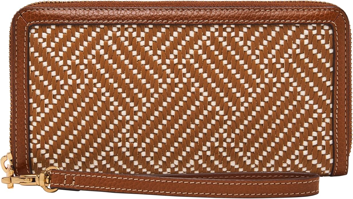 Fossil Women's Logan Leather RFID-Blocking Zip Around Clutch Wallet with Wristlet Strap for Women