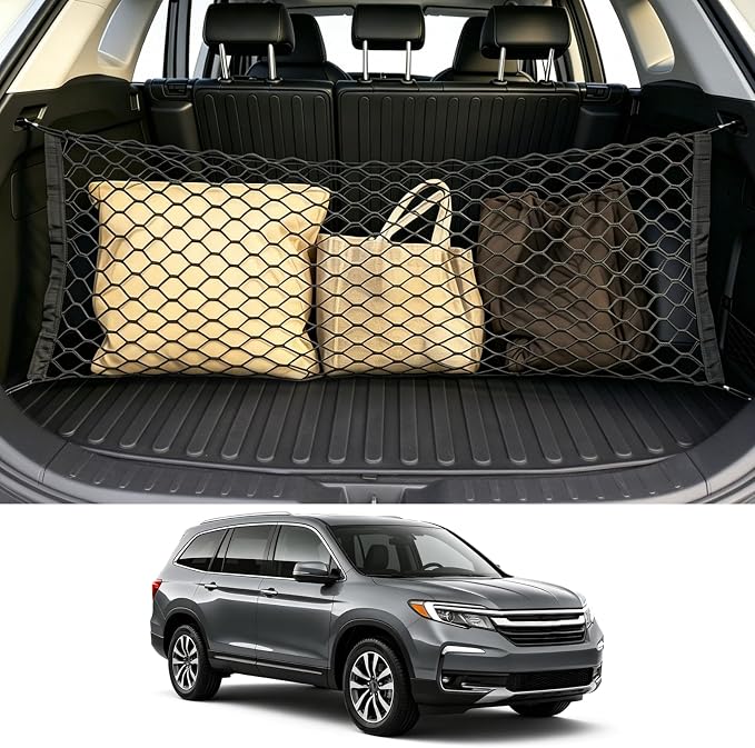 Tongama-Cargo Net for 2016-2025 Honda Pilot/2019-2026 Honda Passport, Heavy Duty Elastic Trunk Storage Net with Hooks for Honda Pilot/Passport Car Exterior Accessories